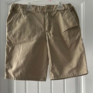 Tan Casual Flat-Front Shorts